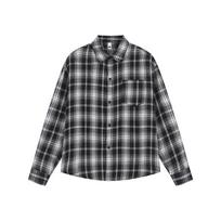 Autumn Men'S Plaid Long Sleeve Shirt Hong Kong Style Men'S Casual Loose Shirt Jacket 5XL juoda