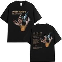 Rock Band Imagine Dragons Music Album T Shirt Fashion Hip Hop T-shirt Men Women Cotton Comfort Short Sleeve T-shirts Streetwear L gray