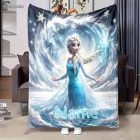 Individualizuotas vardinis pledas Sniego karalienė Frozen Princesė Elsa Princesės Sofos Svetainės Biuro Kemperio Keturiems Metams Galimas Greitas Pristatymas 30x40in gray