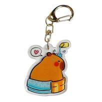 Cute Capybara Acrylic Keychain Trendy Capybara Acrylic Keyring Sturdy and Wear Resistant Keychain for Daily Use white