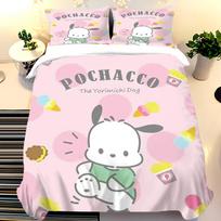 Pochacco patalynės komplektas 3D vaikams 3 dalių 1 antklodės užvalkalas Karališko dydžio Twin Užvalkalai Vaikams Spausdintas 100% Poliesteris 90X200cm white
