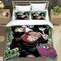3D Print Jujutsu Kaisen Anime Bedding Set Boys Girls Twin Queen King Size Duvet Cover Pillowcase Bed boys Adult 70x133cm 3pcs white