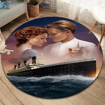 Titanic apvalus kilimas, kilimas svetainei, miegamajam, sofai, žaidimų kambariui, neslystantis grindų kilimėlis 80cmx80cm brown