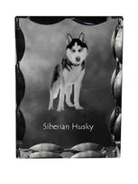 Siberian Husky, Chukcha - crystal with a picture of a dog, glass statuette with a picture, unique frame with a picture from Art-Dog brand skaidri