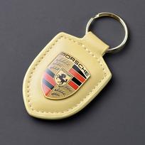 Automobilio raktų pakabukas Porsche 911 718 Cayenne Cayman Panamera Macan Taycan Boxster Raktų laikiklis Shield Odiniai raktų pakabukai Vyrams Moterims Dovana beige