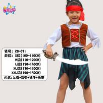 Halloween Pirate Show Costume Children's Pirate Captain Jack of the Caribbean Costume Children's Pirate Costume 2xl recommended (140-150)cm black