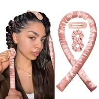 Heatless Curling Ribbon No Heat Hair Curler Silk Hair Rollers Ideal For Overnight Waves Headband Styling Tool Ideal For Women beige