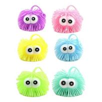 Cartoon Sausage Mouth Stress Ball Anxiety Relief Snowflake Long Hairs Big Eyes Ball Fidget Toy Hand Exercise Relaxation Ball with Hanging Ring D beige