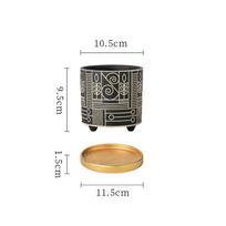 Simple Cylindrical Ceramic Flower Pot Succulent Plant Potted Garden Decoration Interior Countertop Flower Pot with Golden Tray