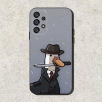 Juokingas D-DucK Žąsies meme telefono dėklas Samsung S25, S24, S21, S22, S23, S30, Ultra, S20, Plus, Fe, Lite, Note, 10, 9, 5G Juodas dangtelis Samsung S21fe gray