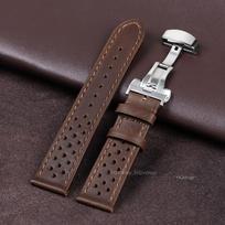 Vintage Genuine Leather Watch Strap 18mm 20mm 22mm with Butterfly Buckle Universal Cowhide Watchband Breathable Sport Wristbelt 18mm black