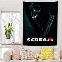 Scream Ghost Face Horror Tapestry Phantom Mask Blood Blade Dark Style Halloween Haunted House Secret Room Party Wall Decor 150x100cm(60x40in)
