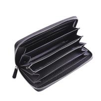 New Carbon Fiber Microfiber Leather Long Zipper Men's Wallet Women's Change Bag Trend black