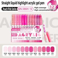 GUANGNA 168/12 Colors Direct Liquild Acrylic Gel Pen Large Capacity Highlight Morandi Multicolor Marker Pen School Stationery pink