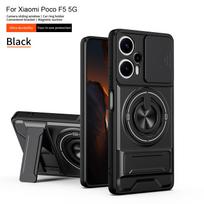 For Xiaomi Poco F5 Case Poco F5 Cover Poco F5 Phone Case Magsafe Magnetic Fold Holder Military Armor Camera Protection Cover Poco F5 black