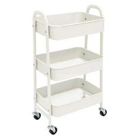 Storage cart  with wheels kitchen cart with wheels 3levels rolling cart organizer for bedroom bathroom office,multi-purpose cart white