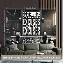 2D motyvacinis sporto salės fonas  Būk stipresnis už savo pasiteisinimus  plakatas 70.9x43.3inch/180*110cm gray