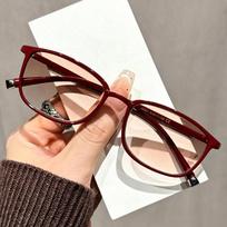 Nauji Madingi Skaitymo Akiniai su Gradientiniais Lęšiais Unisex Minimalistinis Kvadratinis Rėmelis Presbiopijos Akiniai Dioptrija +1.0 Iki +4.0 +1 raudona