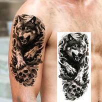 1 lapas Miško genčių vilko laikinos tatuiruotės vyrams moterims ant rankos kojos vandeniui atsparios realistiškos netikros tatuiruotės lipdukai ilgai išliekančios China Mainland black