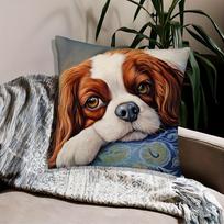 Cavalier King Spaniel Cushion Covers Chair Living Room Pillowcase Cozy Zipper Sofa Pillow Covers Bedroom Indoor Home Decor Peach skin 30*30(CM)-1Pcs brown
