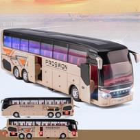 1/50 Prabangus turistinis autobusas Žaislinis automobilis Metalinis Miniatiūrinis Modelis Atitraukiamas Garsas ir Šviesa Edukacinė Kolekcija Dovana Berniukui Vaikams
