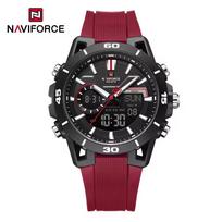 NAVIFORCE 7135 Geriausias vyriškas prabangus laikrodis Atsparus vandeniui Šviečiantis Savaitės Originalus laikrodis Analoginis skaitmeninis vyriškas laikrodis ant riešo Pritaikytas laikrodis ruda