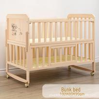 Transformuojama lovelė: Nešiojama, daugiafunkcinė tvirto medžio kūdikio lovytė ir naujagimio lopšys. Single Layer Small Bed (94*55) 0-2 Years beige