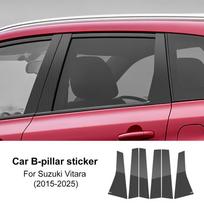 Interjero lipdukų rinkinys Suzuki Vitara MK4 2015-2025 - Blizgus juodas/Anglies pluošto durų statramsčio apdailos dangtelis carbon pattern juoda