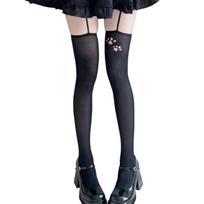 Cute Anime Cartoon Cats Paws Print Suspender Tights Soft Stretchy Nylon Blend Pantyhose For Women juoda