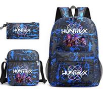 Kpop Demon Hunters Witch Hunters Printed Student Schoolbag Backpack Shoulder Pencil Case Three-Piece Set one size blue