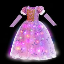 Šviečiantis Rapunzel kostiumas mergaitei LED princesės suknelė Kalėdinė šviečianti Rapunzel suknelė iš Pasakų Pasaulio Mažylės Cosplay suknelė 7-8T(TAG 140) pink