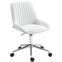 Office Armchair without Armrests, Office Chair with Adjustable Height, 52x58x80-90cm, White 58 x 52 x 90 cm