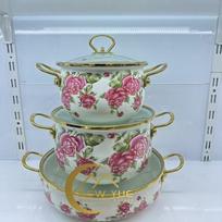 Emaliuotas sriubos puodas 20cm 24cm 30cm Gėlėtas ketaus indas Viryklės ir orkaitės naudojimui 20 cm, 24 cm, 30 cm