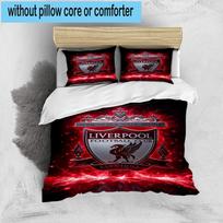 3PCS Football Liver-pool  Bedding Set,Including 1pc Duvet Cover And 2pcs Pillowcases Perfect for Bedroom, Dormitory, Fan Christmas gift 135cm*200cm
