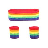 Elastic Rainbow Tennis Headband Polyester Fitness Wrist Brace  Protect The Wrist Joint 3pcs/set