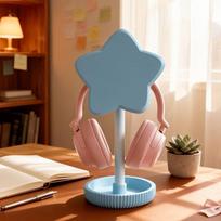 Star Shaped Headphone Stand Desktop Headset Holder Multifunctional Storage Rack Cute Ornament For Gaming Desk Bedroom Decoration šviesiai mėlyna spalva