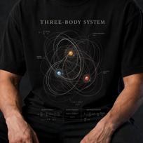 Three-Body Problem T-Shirt, Celestial Mechanics Orbit Diagram 120 black