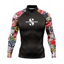 UV Protection Rash Guard Diving Swimming Snorkeling UPF 50 Long Sleeve Separate Top Rubber Fabric Unisex Adult 5XL black