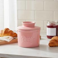 Keraminė sviestinė su dangteliu, lengvai valoma, virtuvės laikymo indas, mėlyna ir balta rašalas Pink