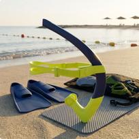 Swim Training Snorkel Adjustable Swimming with Head Strap Curved Breathing Tube for Kid_Navy-green beige