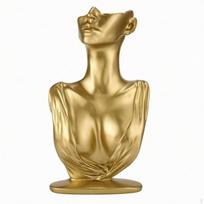 Pusveido Manekeno Biustas Peties Drapiruotė Papuošalams Ilgas Kaklas Baltas S 21.510.55cm Gold L 32.5-18.5-12.5cm