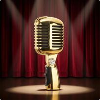 Vintažinis mikrofonas su stovo laikikliu Chromuotas Retro Kompaktiškas Atlikėjams, Transliuotojams, Scenai auksas