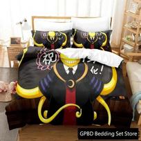 3D Anime Assassination Classroom Koro-sensei Bedding Set Bedroom Soft Modern Bedspreads Comefortable Duvet Cover Pillowcase EU Single 135*200cm/53x79in 3pcs