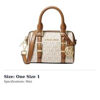 MICHAEL KORS Bedford Coated Canvas With Leather Trim Handbag Mini Women's Vanilla White/Acorn Brown 32F9G06C0B-149 One Size 1 beige