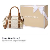 MICHAEL KORS Bedford Coated Canvas With Leather Trim Handbag Mini Women's Vanilla White/Acorn Brown 32F9G06C0B-149 One Size 2 beige