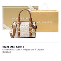 MICHAEL KORS Bedford Coated Canvas With Leather Trim Handbag Mini Women's Vanilla White/Acorn Brown 32F9G06C0B-149 One Size 4 white