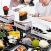 Sushi Train Rotary Sushi Toy Track Conveyor Belt Rotating Table Kid Food Train Set Diy Sushi Sushi - DD less