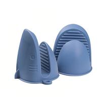 1 Pair Silicone Shark Shaped Oven Mitts Heat Insulation Potholder Kitchen Tools Oven Glove  Hot Dish tamsiai mėlyna spalva