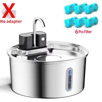 3.2L Wireless Stainless Steel Cat Water Fountain With 4000mAh Battery & Sensor Automatic Filtration Pet Water Drinker Dispenser Fountain-6Filter