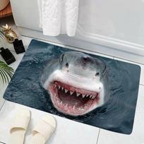 Shark Bath Mat 3D Realistic Shark Face Non Slip Floor Mat for Bathroom Shower Room Decor Ocean Theme Toilet Rug 40x60cm16x24in gray